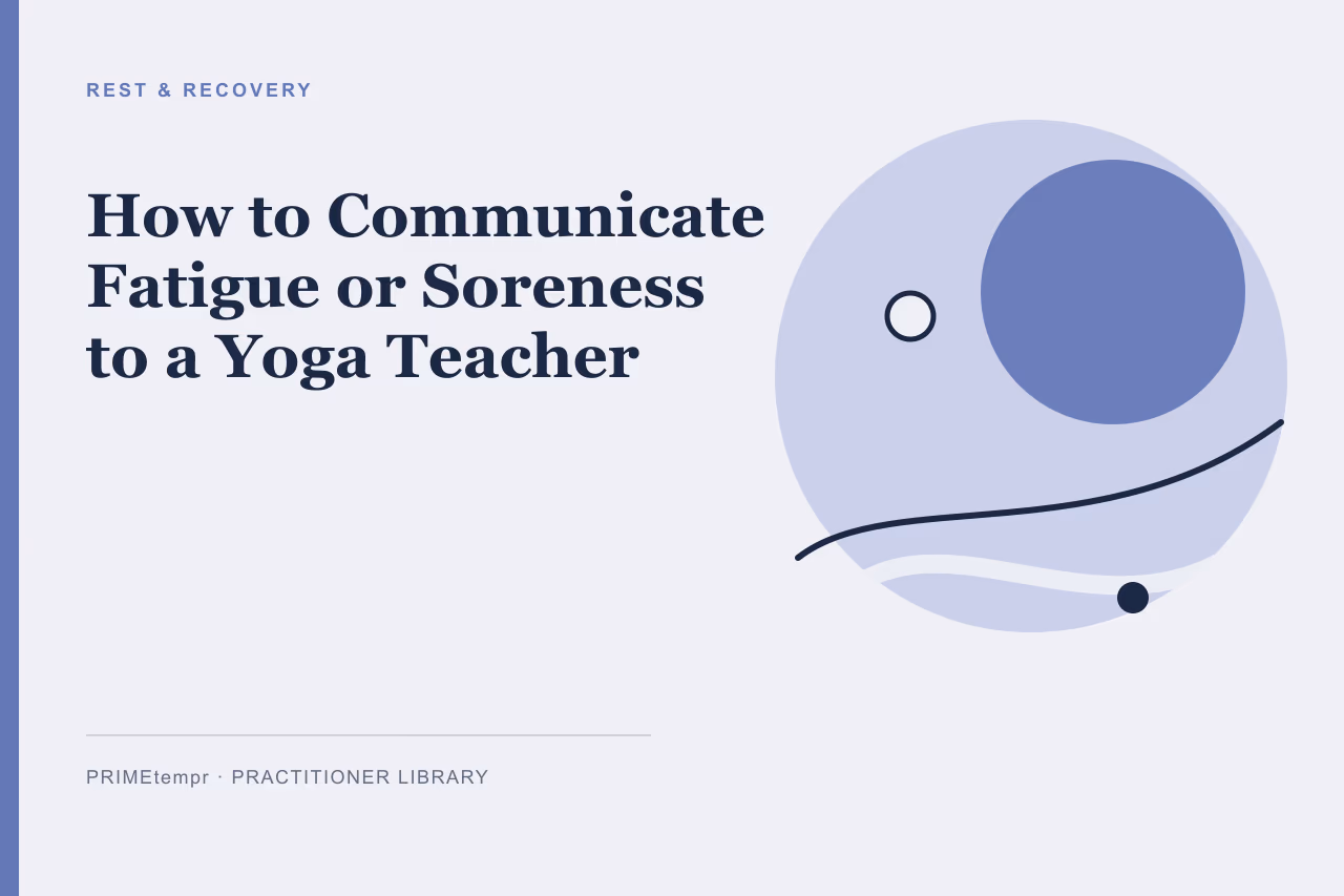 A yoga student having a brief, calm conversation with a teacher in a studio before practice.