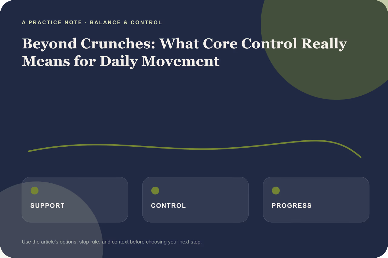 Diagram contrasting isolated abdominal exercises with whole-body core stability