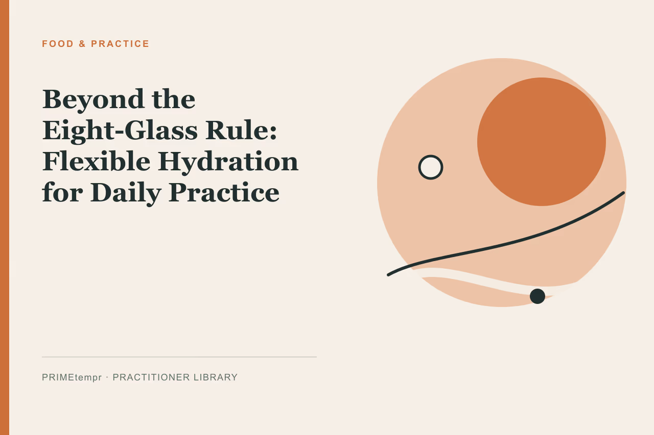 Illustration of a glass of water and a calm space for daily practice.